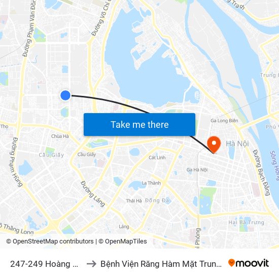 247-249 Hoàng Quốc Việt to Bệnh Viện Răng Hàm Mặt Trung Ương Hà Nội map
