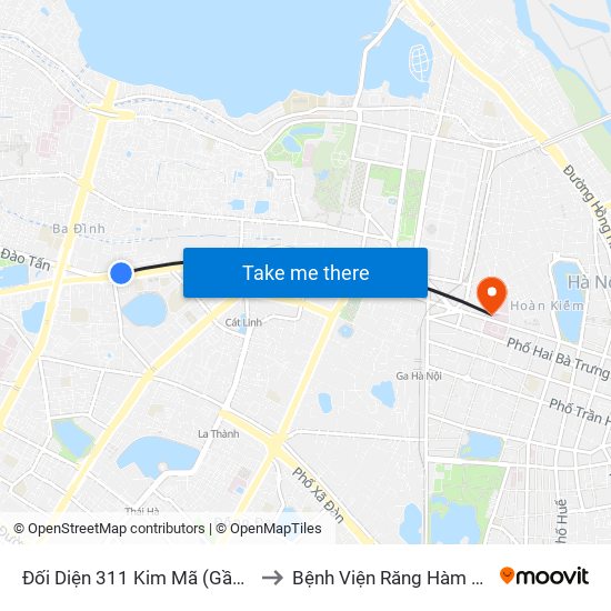 Đối Diện 311 Kim Mã (Gần Ngã 4 Kim Mã - Vạn Bảo) to Bệnh Viện Răng Hàm Mặt Trung Ương Hà Nội map