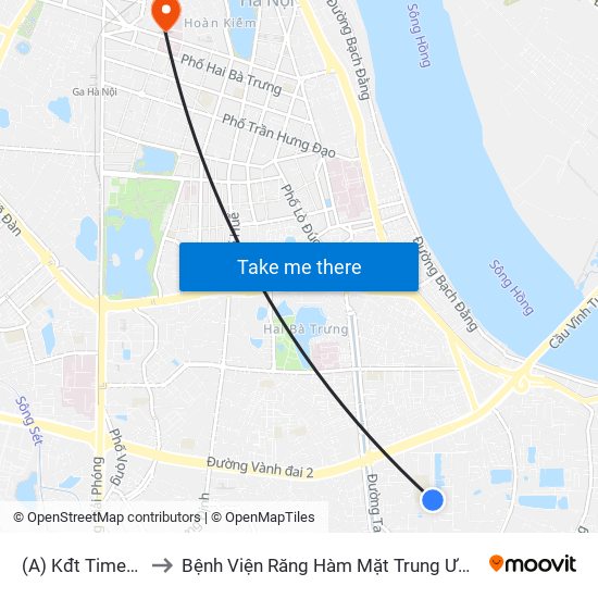 (A) Kđt Times City to Bệnh Viện Răng Hàm Mặt Trung Ương Hà Nội map