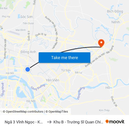 Ngã 3 Vĩnh Ngọc - Km 9+230 Quốc Lộ 3 to Khu B - Trường Sĩ Quan Chính Trị - Bộ Quốc Phòng map