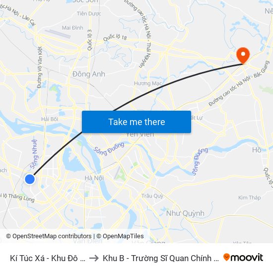 Kí Túc Xá - Khu Đô Thị Mỹ Đình II to Khu B - Trường Sĩ Quan Chính Trị - Bộ Quốc Phòng map