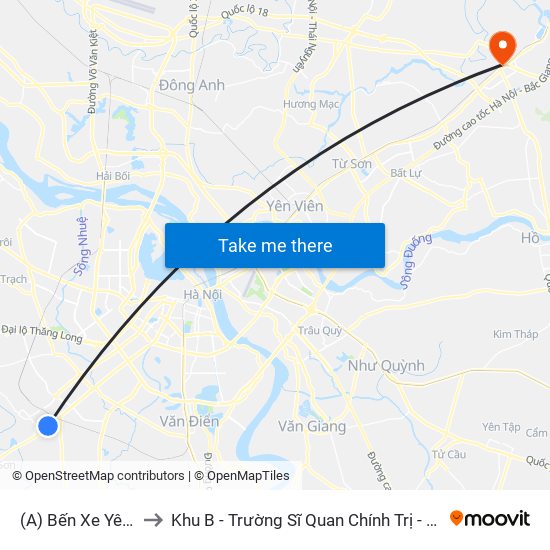 (A) Bến Xe Yên Nghĩa to Khu B - Trường Sĩ Quan Chính Trị - Bộ Quốc Phòng map