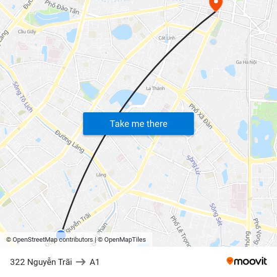 322 Nguyễn Trãi to A1 map
