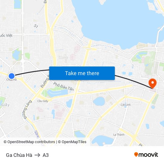 Ga Chùa Hà to A3 map