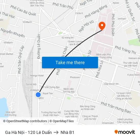 Ga Hà Nội - 120 Lê Duẩn to Nhà B1 map