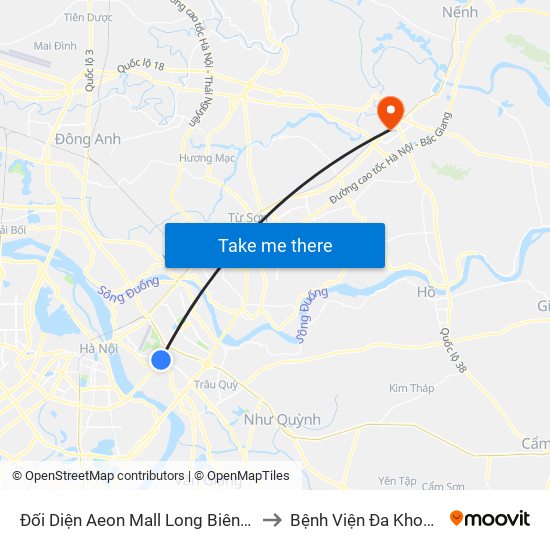 Đối Diện Aeon Mall Long Biên (Cột Điện T4a/2a-B Đường Cổ Linh) to Bệnh Viện Đa Khoa Thành An - Thăng Long map
