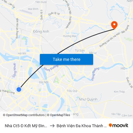 Nhà Ct5-D Kđt Mỹ Đình - Phạm Hùng to Bệnh Viện Đa Khoa Thành An - Thăng Long map