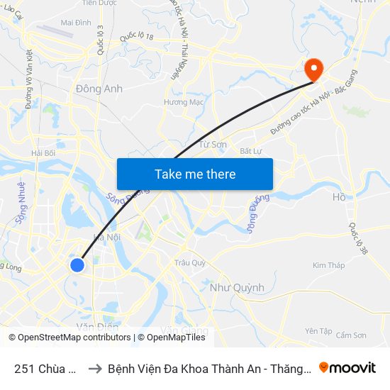 251 Chùa Bộc to Bệnh Viện Đa Khoa Thành An - Thăng Long map