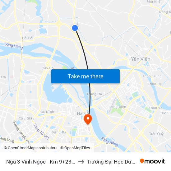 Ngã 3 Vĩnh Ngọc - Km 9+230 Quốc Lộ 3 to Trường Đại Học Dược Hà Nội map