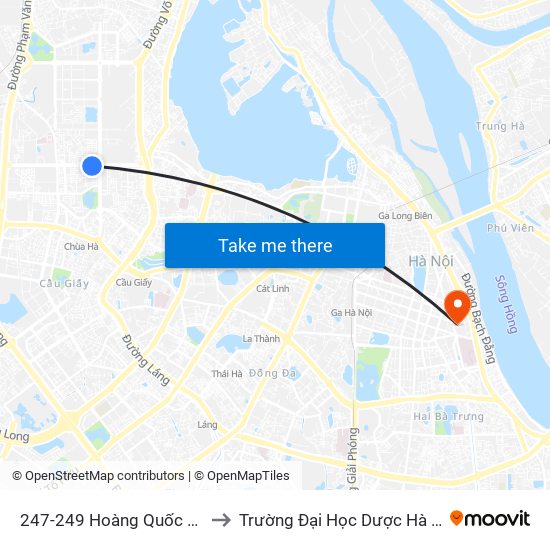 247-249 Hoàng Quốc Việt to Trường Đại Học Dược Hà Nội map