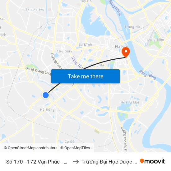 Số 170 - 172 Vạn Phúc - Hà Đông to Trường Đại Học Dược Hà Nội map