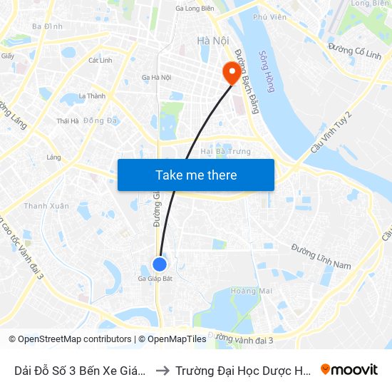 Dải Đỗ Số 3 Bến Xe Giáp Bát to Trường Đại Học Dược Hà Nội map