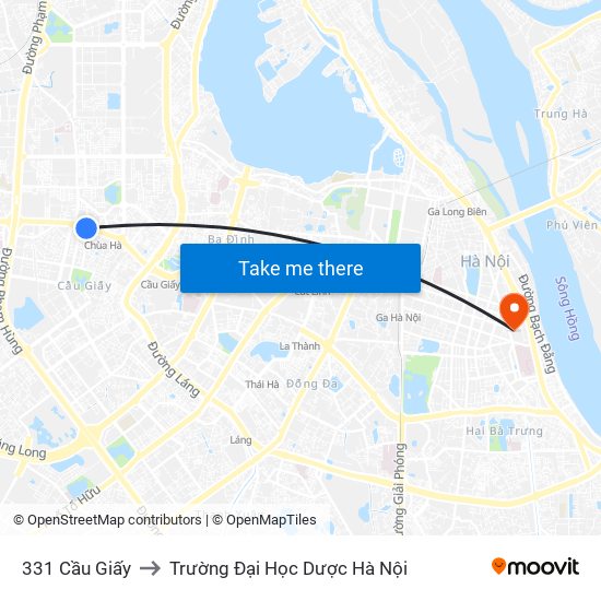 331 Cầu Giấy to Trường Đại Học Dược Hà Nội map