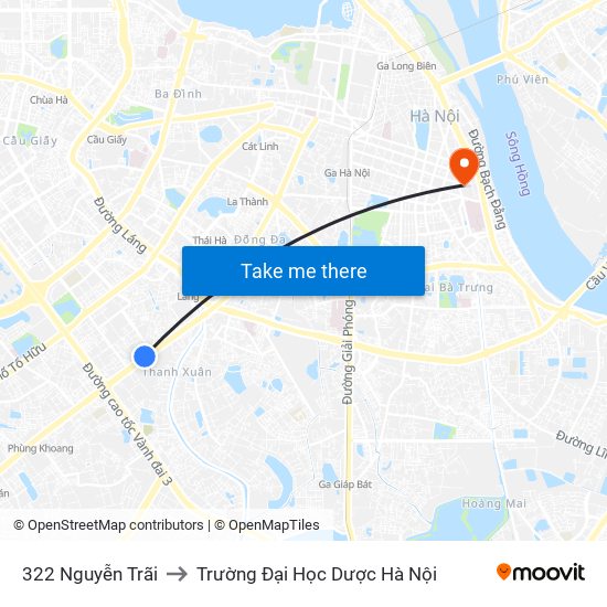 322 Nguyễn Trãi to Trường Đại Học Dược Hà Nội map