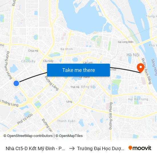 Nhà Ct5-D Kđt Mỹ Đình - Phạm Hùng to Trường Đại Học Dược Hà Nội map