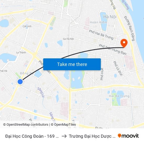 Đại Học Công Đoàn - 169 Tây Sơn to Trường Đại Học Dược Hà Nội map