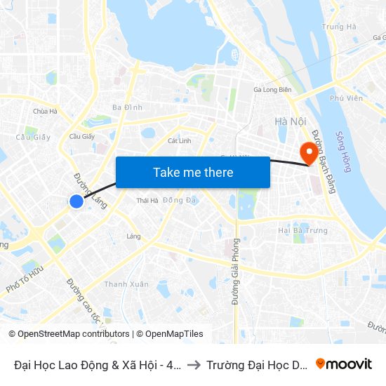 Đại Học Lao Động & Xã Hội - 43 Trần Duy Hưng to Trường Đại Học Dược Hà Nội map