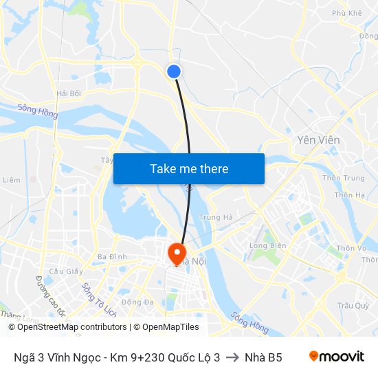 Ngã 3 Vĩnh Ngọc - Km 9+230 Quốc Lộ 3 to Nhà B5 map