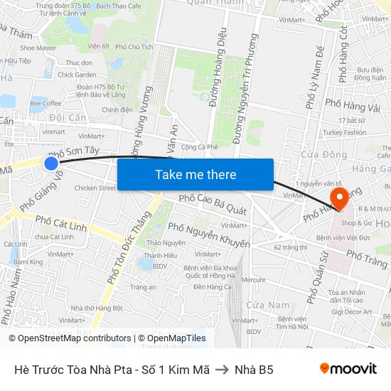 Hè Trước Tòa Nhà Pta - Số 1 Kim Mã to Nhà B5 map