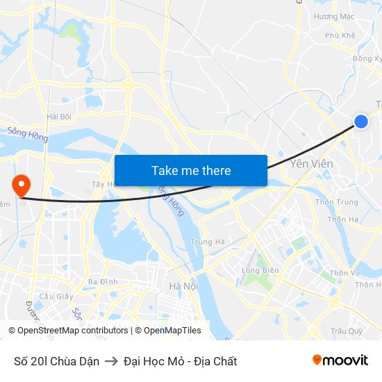 Số 20l Chùa Dận to Đại Học Mỏ - Địa Chất map