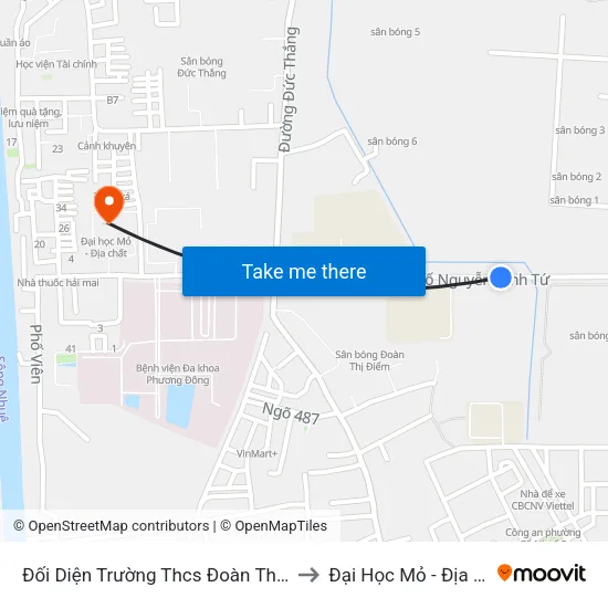 Đối Diện Trường Thcs Đoàn Thị Điểm to Đại Học Mỏ - Địa Chất map
