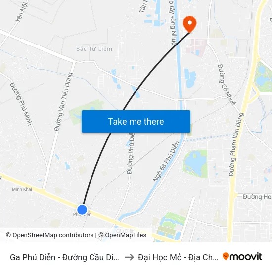 Ga Phú Diễn - Đường Cầu Diễn to Đại Học Mỏ - Địa Chất map