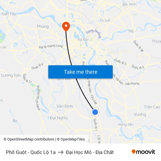 Phố Guột - Quốc Lộ 1a to Đại Học Mỏ - Địa Chất map