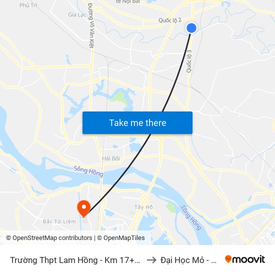 Trường Thpt Lam Hồng - Km 17+750 Quốc Lộ 3 to Đại Học Mỏ - Địa Chất map