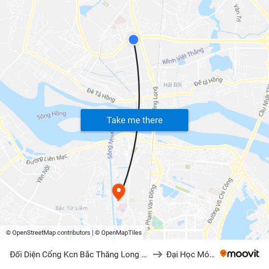 Đối Diện Cổng Kcn Bắc Thăng Long (Qua Cầu Vượt Bộ Hành ) to Đại Học Mỏ - Địa Chất map