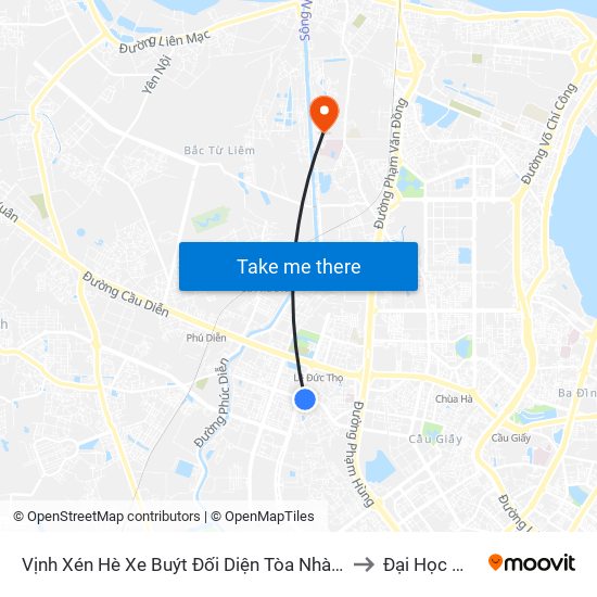 Vịnh Xén Hè Xe Buýt Đối Diện Tòa Nhà Sun Square - Đường Nguyễn Hoàng to Đại Học Mỏ - Địa Chất map