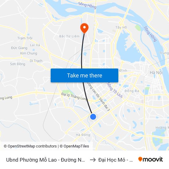 Ubnd Phường Mỗ Lao - Đường Nguyễn Văn Lộc to Đại Học Mỏ - Địa Chất map