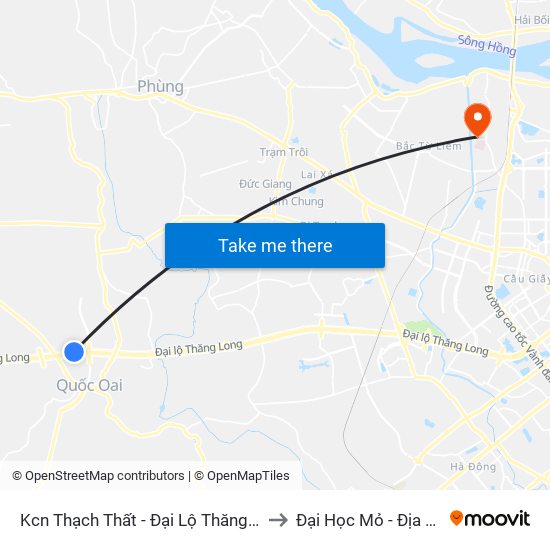 Kcn Thạch Thất - Đại Lộ Thăng Long to Đại Học Mỏ - Địa Chất map