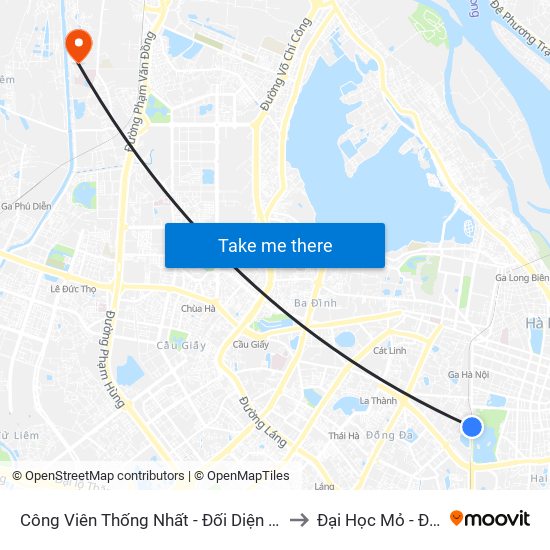 Công Viên Thống Nhất - Đối Diện 326 Lê Duẩn to Đại Học Mỏ - Địa Chất map