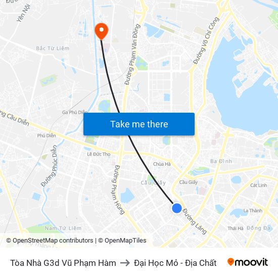 Tòa Nhà G3d Vũ Phạm Hàm to Đại Học Mỏ - Địa Chất map