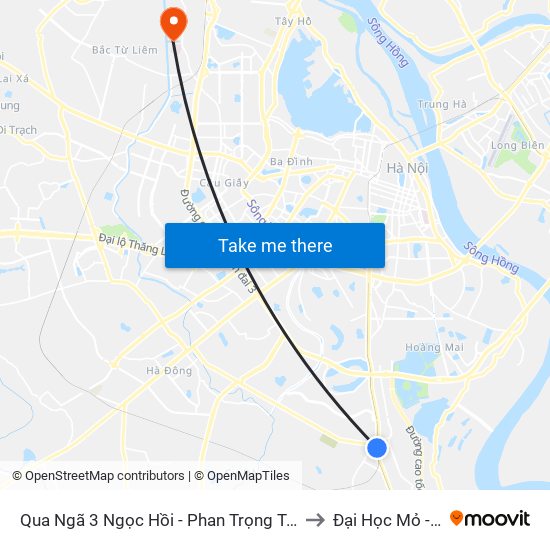 Qua Ngã 3 Ngọc Hồi - Phan Trọng Tuệ 100m - Ngọc Hồi to Đại Học Mỏ - Địa Chất map