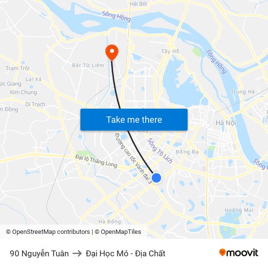 90 Nguyễn Tuân to Đại Học Mỏ - Địa Chất map