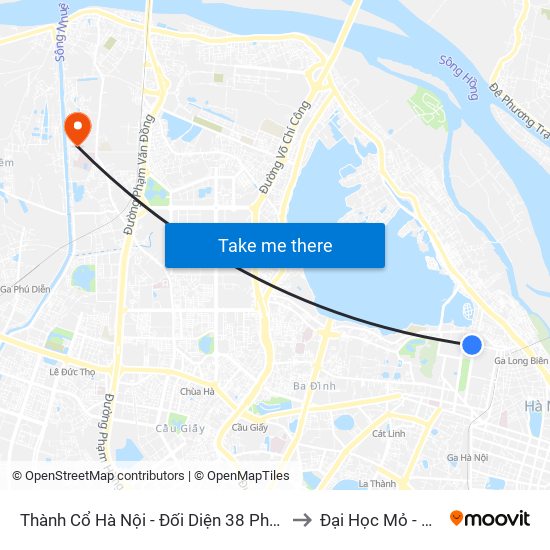 Thành Cổ Hà Nội - Đối Diện 38 Phan Đình Phùng to Đại Học Mỏ - Địa Chất map