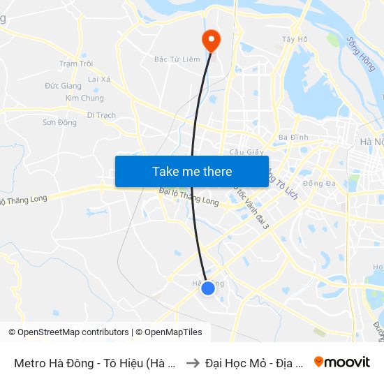 Metro Hà Đông - Tô Hiệu (Hà Đông) to Đại Học Mỏ - Địa Chất map