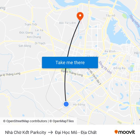 Nhà Chờ Kđt Parkcity to Đại Học Mỏ - Địa Chất map