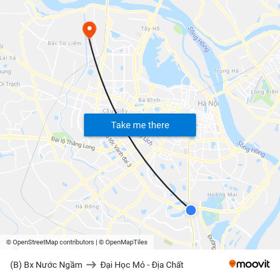 (B) Bx Nước Ngầm to Đại Học Mỏ - Địa Chất map