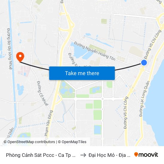 Phòng Cảnh Sát Pccc - Ca Tp Hà Nội to Đại Học Mỏ - Địa Chất map