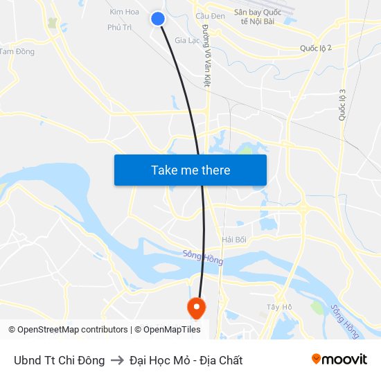 Ubnd Tt Chi Đông to Đại Học Mỏ - Địa Chất map