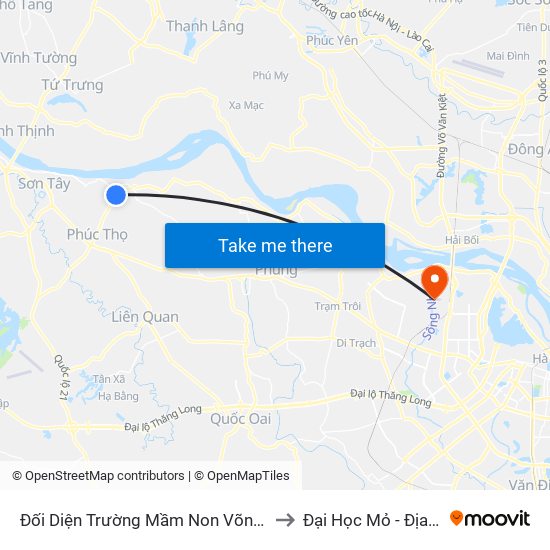 Đối Diện Trường Mầm Non Võng Xuyên to Đại Học Mỏ - Địa Chất map