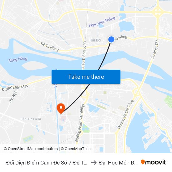 Đối Diện Điếm Canh Đê Số 7-Đê Tả Sông Hồng to Đại Học Mỏ - Địa Chất map