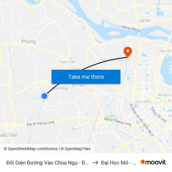 Đối Diện Đường Vào Chùa Ngụ - Đê Song Phương to Đại Học Mỏ - Địa Chất map