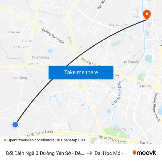 Đối Diện Ngã 3 Đường Yên Sở - Đê Song Phương to Đại Học Mỏ - Địa Chất map