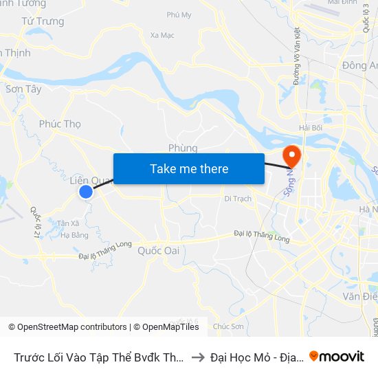 Trước Lối Vào Tập Thể Bvđk Thạch Thất to Đại Học Mỏ - Địa Chất map