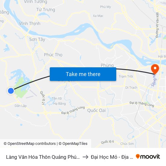 Làng Văn Hóa Thôn Quảng Phúc, Đt87 to Đại Học Mỏ - Địa Chất map