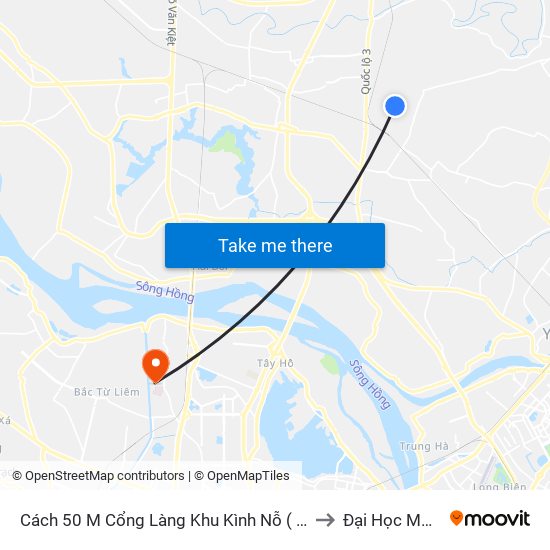 Cách 50 M Cổng Làng Khu Kình Nỗ ( Gần Viên Bắc Thăng Long ) to Đại Học Mỏ - Địa Chất map