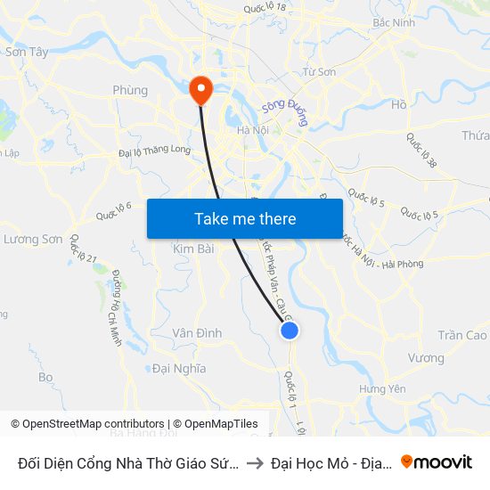 Đối Diện Cổng Nhà Thờ Giáo Sứ Phú Mỹ to Đại Học Mỏ - Địa Chất map